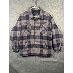 Original Windbreaker Plaid Flannel Shirt Jacket Mens L Button‎ Front Quilted